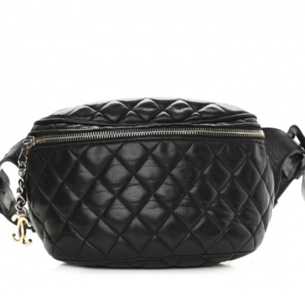 Chanel Black Quilted Leather Waist Bag